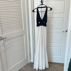 Jovani Black and White Beaded Dress